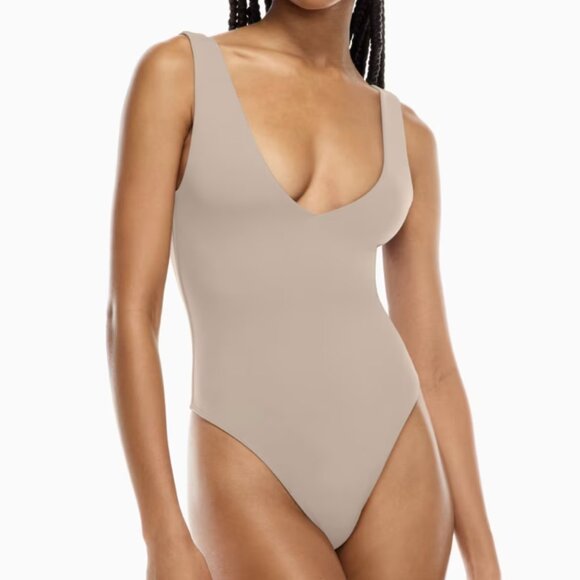 Aritzia | Babaton Contour V-neck bodysuit Taupe | Size 2XS Women's - Picture 12 of 15